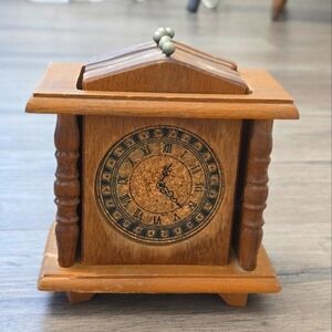 Retro Vintage Set Of 6 Wood & Cork Clock Mantle Coasters Cabin Farmhouse